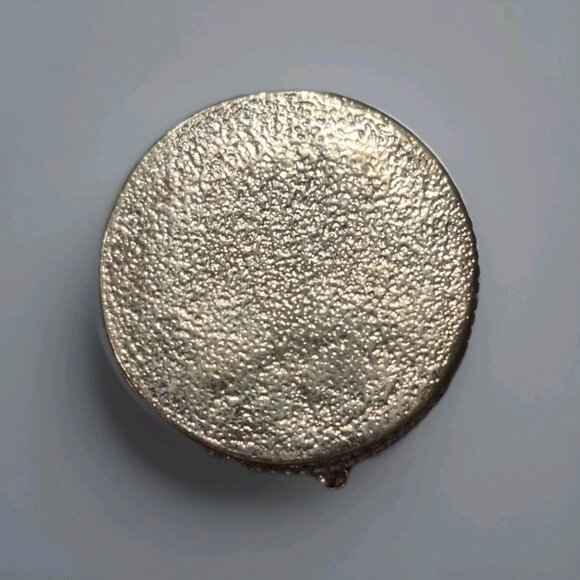 PURPLE Pearl Inlay small Hinged Trinket Box with ANGEL & crystal round 1-1/2" - Picture 2 of 6